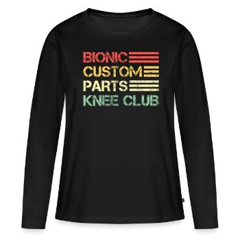 Genoux chirurgie prothèse du genou vintage - T-shirt manches longues Premium bio Femme - noir - Devant - Julia (174cm)