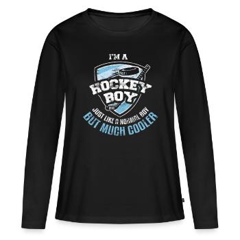 Hockey Junge - Frauen Premium Bio Langarmshirt - Schwarz - Vorne - Julia (174cm)