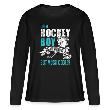 Hockey Junge - Frauen Premium Bio Langarmshirt - Schwarz - Vorne - Julia (174cm)