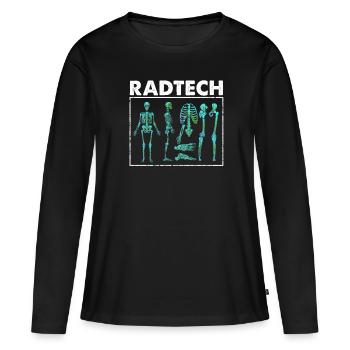 Radiologie osseuse aux rayons X du squelette - T-shirt manches longues Premium bio Femme - noir - Devant - Julia (174cm)