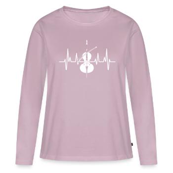 Battement de coeur de violoncelle - T-shirt manches longues Premium bio Femme - rose poudré - Devant - Julia (174cm)