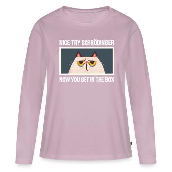 Belle tentative Schrödinger physicien physicien - T-shirt manches longues Premium bio Femme - rose poudré - Devant - Julia (174cm)