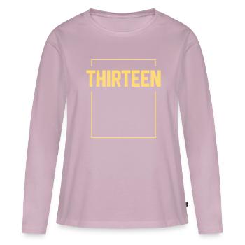 Treize Turning 13 - Cadeau d'anniversaire - T-shirt manches longues Premium bio Femme - rose poudré - Devant - Julia (174cm)