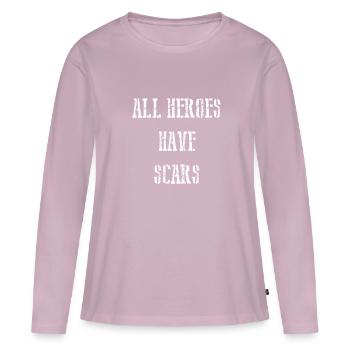Tous les héros ont des cicatrices - T-shirt manches longues Premium bio Femme - rose poudré - Devant - Julia (174cm)