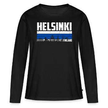 Helsinki Finlande - T-shirt manches longues Premium bio Femme - noir - Devant - Julia (174cm)