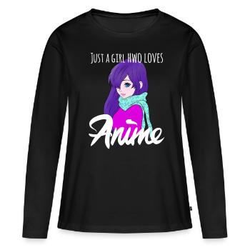 Juste une fille qui aime les cadeaux d'anime pour les adolescentes - T-shirt manches longues Premium bio Femme - noir - Devant - Julia (174cm)
