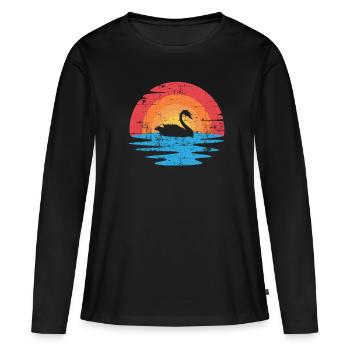 Schwan Tierpfleger - Frauen Premium Bio Langarmshirt - Schwarz - Vorne - Julia (174cm)