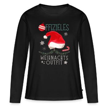 Offizielles Weihnachts Outfit Weihnachten Geschenk - Frauen Premium Bio Langarmshirt - Schwarz - Vorne - Julia (174cm)