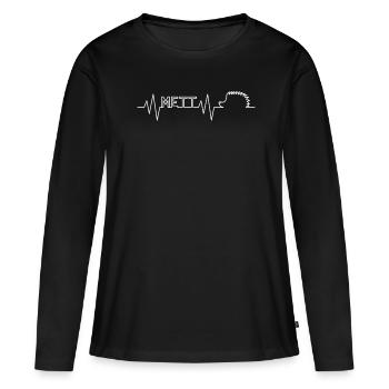 Mett Mettigel Mettbrötchen Butcher Butcher Shirt - T-shirt manches longues Premium bio Femme - noir - Devant - Julia (174cm)