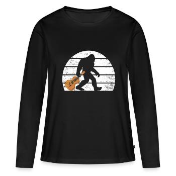 Bigfoot Musiker Sasquatch Akustik Gitarre - Frauen Premium Bio Langarmshirt - Schwarz - Vorne - Julia (174cm)