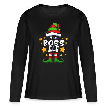 Elfe Elf Weihnachtsgeschenk Boss - Frauen Premium Bio Langarmshirt - Schwarz - Vorne - Julia (174cm)