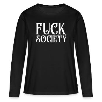 Fuck Society Lan Party Amis anniversaire cadeau - T-shirt manches longues Premium bio Femme - noir - Devant - Julia (174cm)
