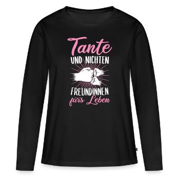 Tante & Nichte zweifache Tante Patentante Geschenk - Frauen Premium Bio Langarmshirt - Schwarz - Vorne - Julia (174cm)
