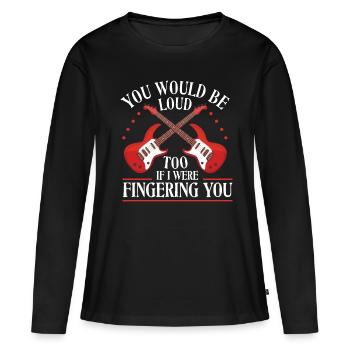 Bassiste drôle. Bassiste fou - T-shirt manches longues Premium bio Femme - noir - Devant - Julia (174cm)