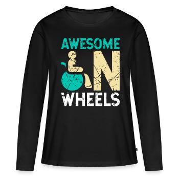 Humour en fauteuil roulant handicap handicap - T-shirt manches longues Premium bio Femme - noir - Devant - Julia (174cm)