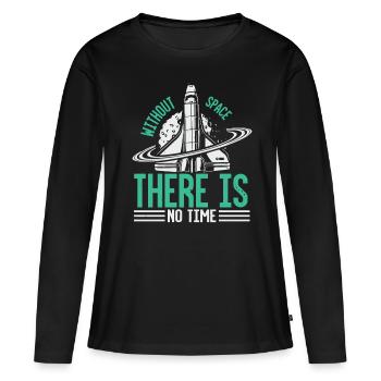 Sans espace, il n'y a pas de temps - T-shirt manches longues Premium bio Femme - noir - Devant - Julia (174cm)