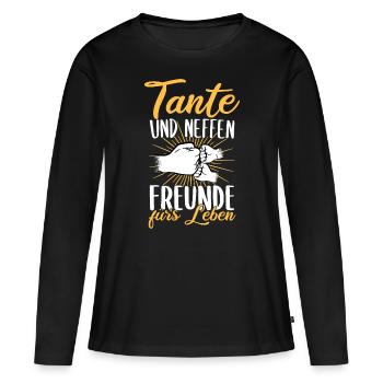 Tante Neffe Freunde fürs Leben zweifache Tante - Frauen Premium Bio Langarmshirt - Schwarz - Vorne - Julia (174cm)