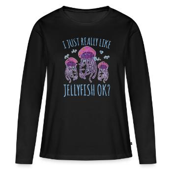 Méduse méduse - T-shirt manches longues Premium bio Femme - noir - Devant - Julia (174cm)