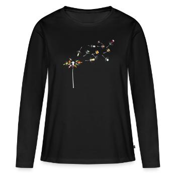 Wein Pusteblume - Frauen Premium Bio Langarmshirt - Schwarz - Vorne - Julia (174cm)