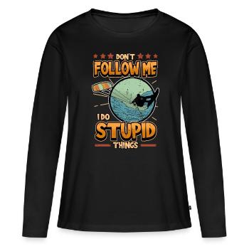 Wakeboard kite surfing saying funny gift - Women's Premium Organic Long Sleeve Shirt - black - Front - Julia (174cm)