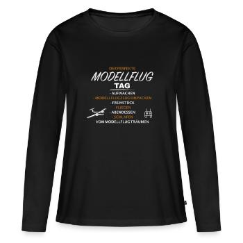 Modellflug Modellflugzeug Modellfliegen - Frauen Premium Bio Langarmshirt - Schwarz - Vorne - Julia (174cm)
