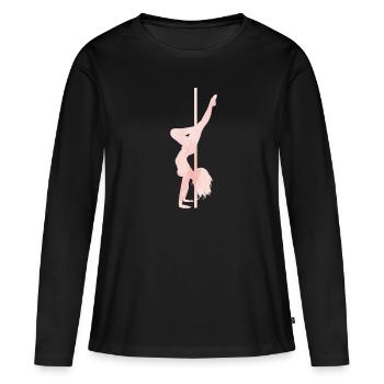 Pole Dance cadeau T-shirt pole-danseuse - T-shirt manches longues Premium bio Femme - noir - Devant - Julia (174cm)