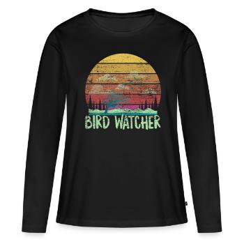 Les observateurs des oiseaux - T-shirt manches longues Premium bio Femme - noir - Devant - Julia (174cm)