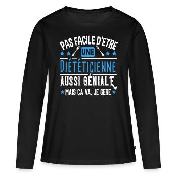 Diététicienne Cadeau Métier Diététique Nutrition - T-shirt manches longues Premium bio Femme - noir - Devant - Julia (174cm)