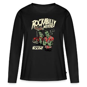 Rockabilly Weekend Vintage Retro Las vegas 50s - T-shirt manches longues Premium bio Femme - noir - Devant - Julia (174cm)