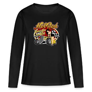 Hotrod Grease Gaz PinUp Rockabilly Retro - T-shirt manches longues Premium bio Femme - noir - Devant - Julia (174cm)