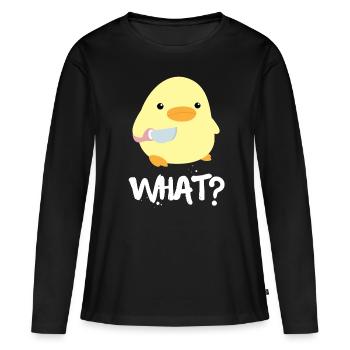 Was What Ente mit Messer Meme Lustiger Spruch Fun - Frauen Premium Bio Langarmshirt - Schwarz - Vorne - Julia (174cm)