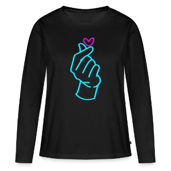 K-Pop Korea Pop Kdrama Kpop Corée Coréenne - T-shirt manches longues Premium bio Femme - noir - Devant - Julia (174cm)