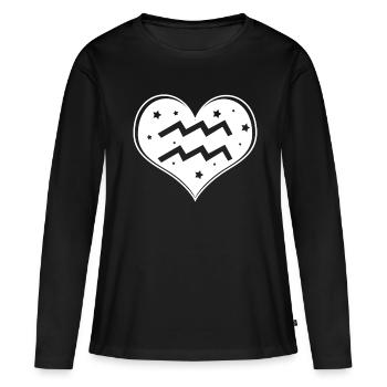 Sternzeichen Wassermann - Frauen Premium Bio Langarmshirt - Schwarz - Vorne - Julia (174cm)