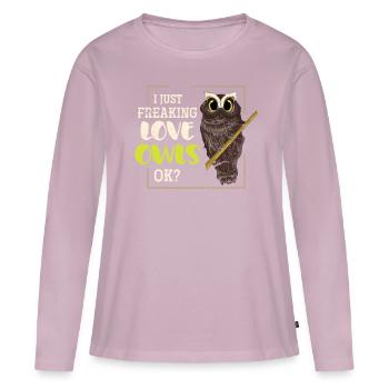 owl - Women's Premium Organic Long Sleeve Shirt - dusky pink - Front - Julia (174cm)