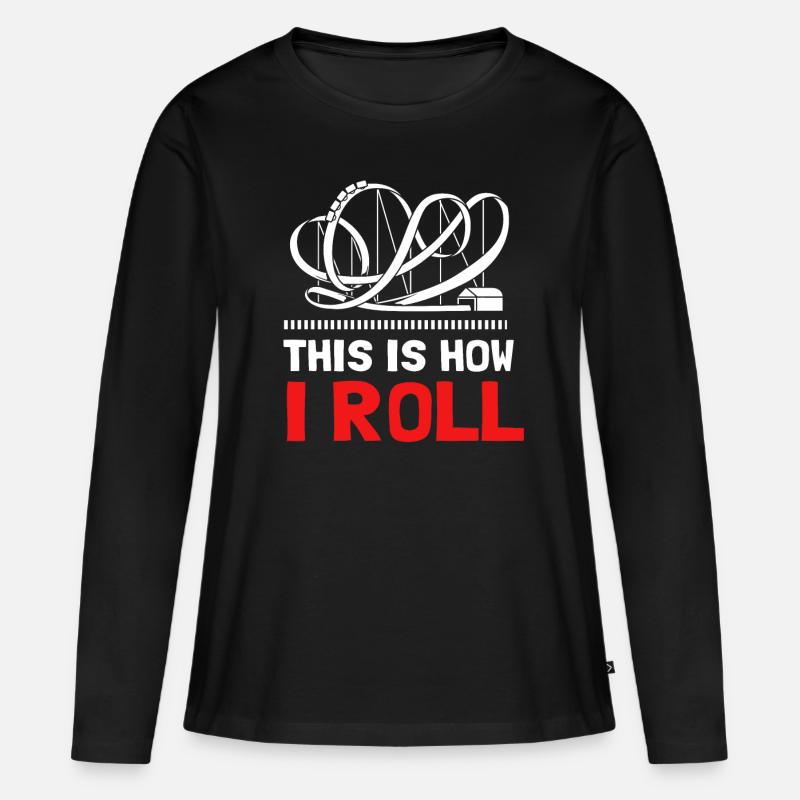 Achterbahn - Frauen Premium Bio Langarmshirt - Schwarz