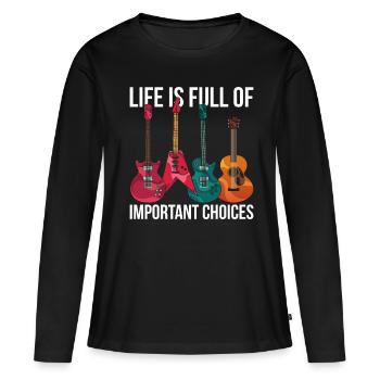 Guitariste guitariste - T-shirt manches longues Premium bio Femme - noir - Devant - Julia (174cm)