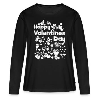 Saint-Valentin, Saint-Valentin, Saint-Valentin - T-shirt manches longues Premium bio Femme - noir - Devant - Julia (174cm)