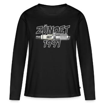 1991 Geburtstag Schrauber Mechaniker Geschenk - Frauen Premium Bio Langarmshirt - Schwarz - Vorne - Julia (174cm)