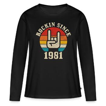 40e anniversaire 1981 Classique Rock Rocker cadeau - T-shirt manches longues Premium bio Femme - noir - Devant - Julia (174cm)