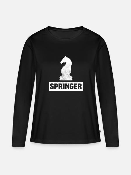 Springer Schachfigur - Frauen Premium Bio Langarmshirt - Schwarz