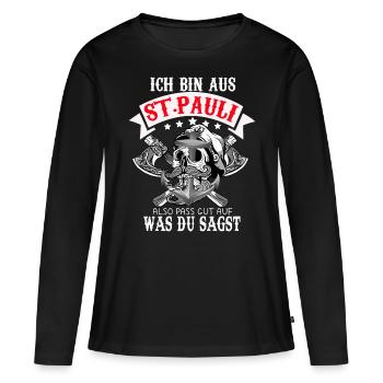 St.Pauli Lustiger Spruch Hamburg Sankt Paulianer - Frauen Premium Bio Langarmshirt - Schwarz - Vorne - Julia (174cm)