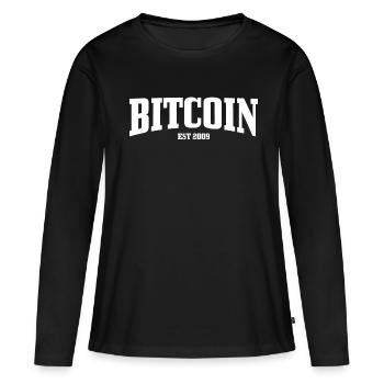 Bitcoin - T-shirt manches longues Premium bio Femme - noir - Devant - Julia (174cm)
