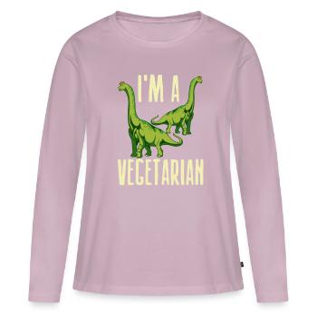 Dino végétarien - T-shirt manches longues Premium bio Femme - rose poudré - Devant - Julia (174cm)