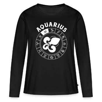 Verseau - T-shirt manches longues Premium bio Femme - noir - Devant - Julia (174cm)