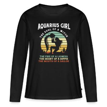 Verseau - T-shirt manches longues Premium bio Femme - noir - Devant - Julia (174cm)