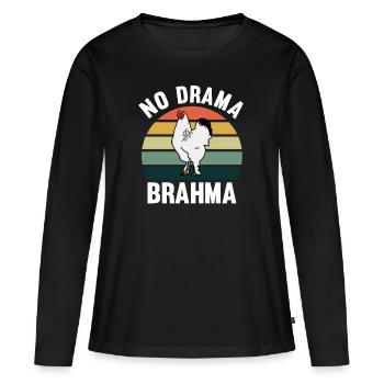 No Drama Brahma Poulets Élevage de poulet coq - T-shirt manches longues Premium bio Femme - noir - Devant - Julia (174cm)