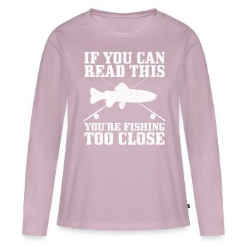 Pêche - T-shirt manches longues Premium bio Femme - rose poudré - Devant - Julia (174cm)