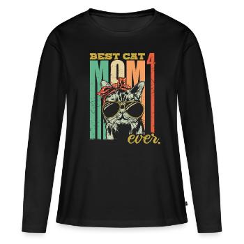 Best Cat Mom ever 4 Katzen vierfache Katzenmama - Frauen Premium Bio Langarmshirt - Schwarz - Vorne - Julia (174cm)