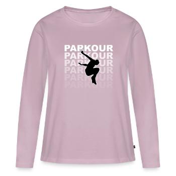 Parkourläuferin Parkour Coureur d’obstacles - T-shirt manches longues Premium bio Femme - rose poudré - Devant - Julia (174cm)