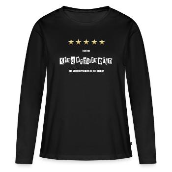 Kindergärtnerin Kindergarten Spruch Witz - Frauen Premium Bio Langarmshirt - Schwarz - Vorne - Julia (174cm)